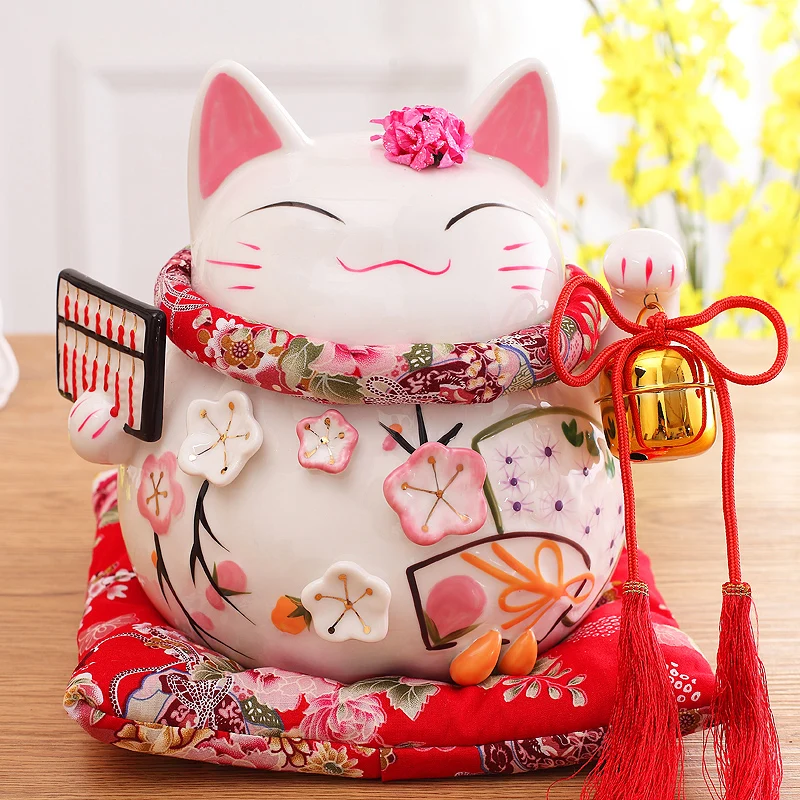 8 дюймов Maneki-Neko керамические китайские счастливые кошки манящие Фортуны кошки статуэтки счастливый Шарм копилка украшения дома