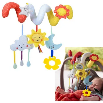 

Baby Rattles Toys Super Soft Multifunctional Bed Crib Hangings Kids Toy For Christmas Gift Sun/Moon/Colud Plush Toy