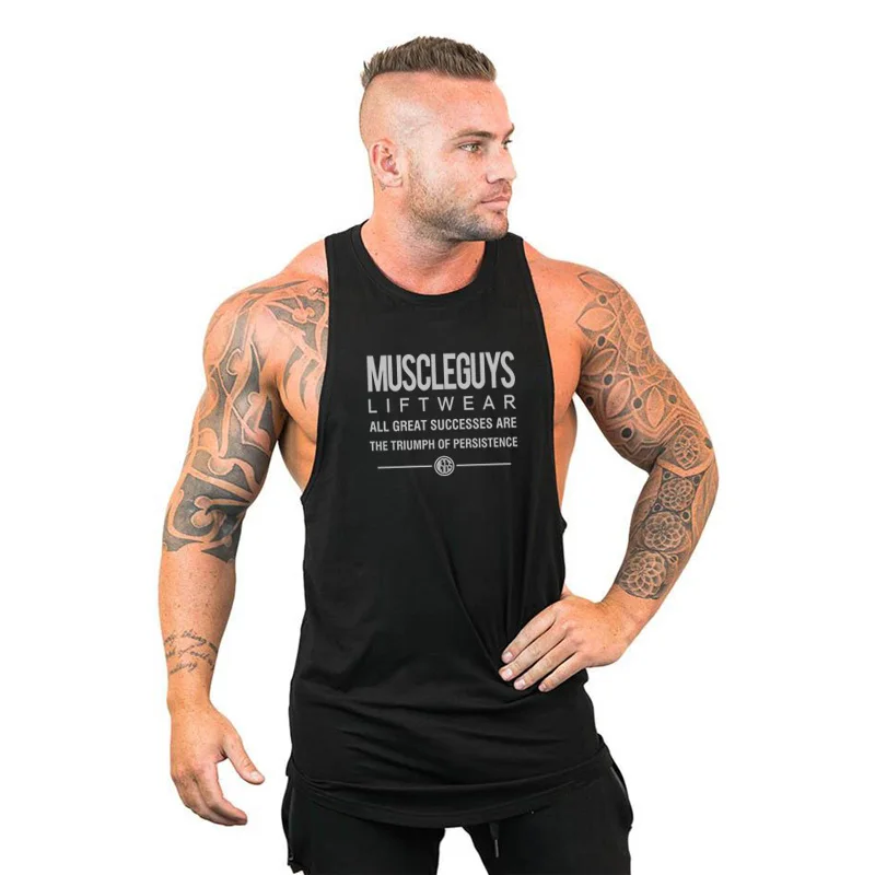 Muscleguys Liftwear рубашка без рукавов с капюшоном, брендовая одежда для тренажерного зала, Мужская одежда для фитнеса, бодибилдинга, стрингеров, Майки - Цвет: black64