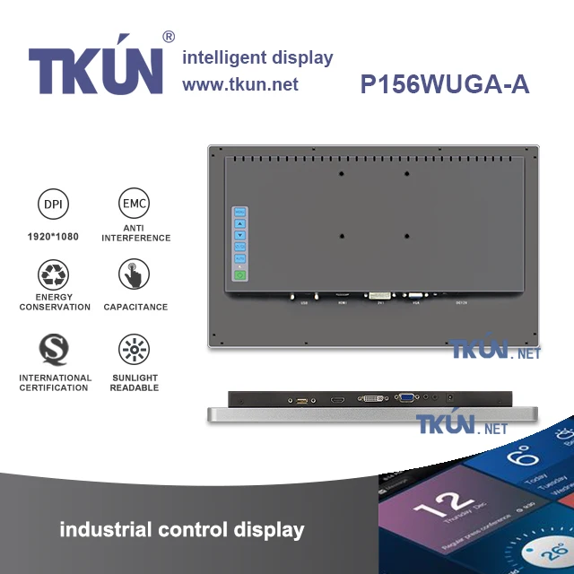 TKUN 15,6 дюймов емкостный Выделите промышленные дисплеи открытый Солнечный свет может видимая водонепроницаемая панель высокого разрешения P156WUGA-A