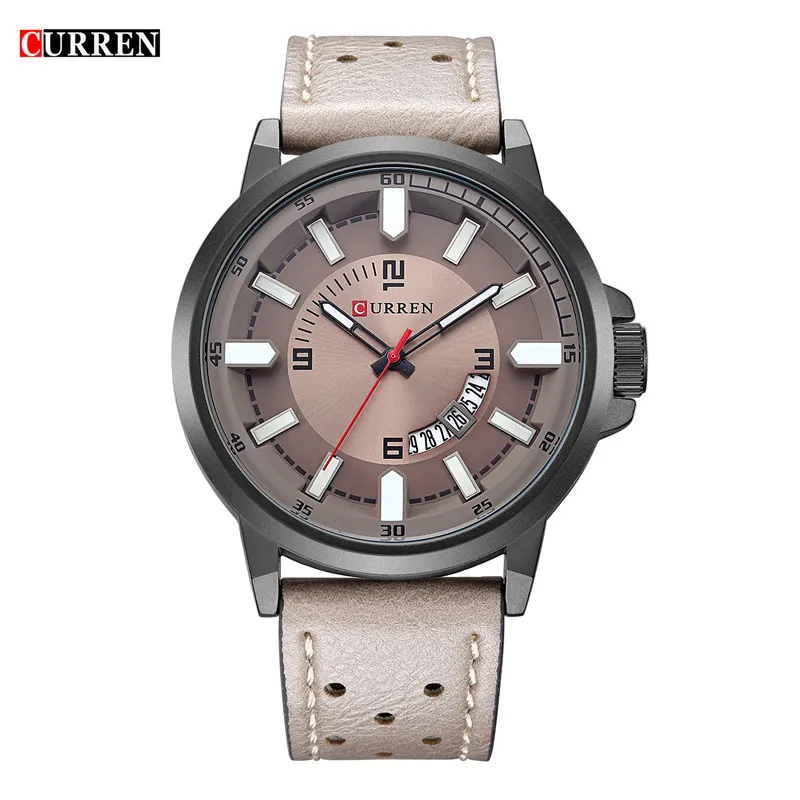 

2019 CURREN Leather Strap Men Army Military Wristwatches Male Quartz Watch Relogio Masculino 8228