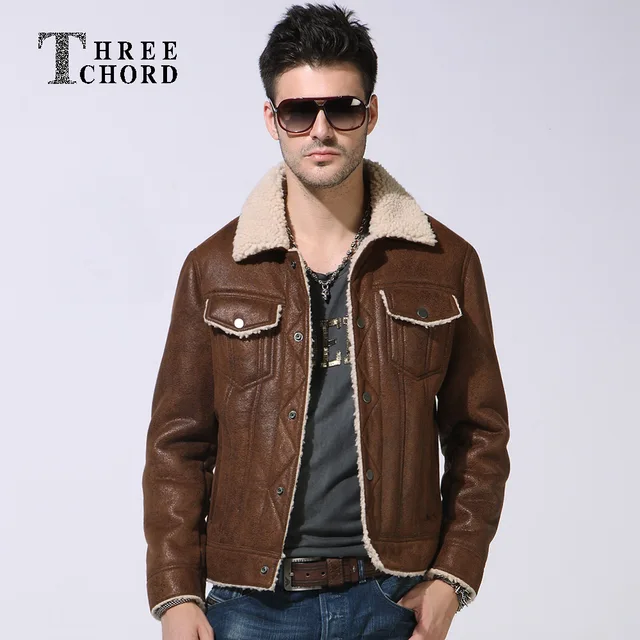 Cheap Free Shipping !!! Brand men's leather clothing fur one piece artificial leather jacket PU leather jacket short design turn-down
