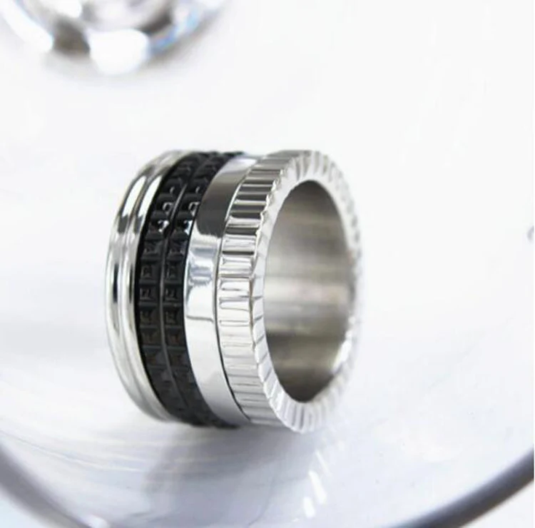 2016 high quality black ceramic ring silver plated titanium gear famous brand rings for men women - Gear Wedding Ring 2016 high quality black ceramic ring silver plated titanium gear famous brand rings for men women - Gear Wedding Ring