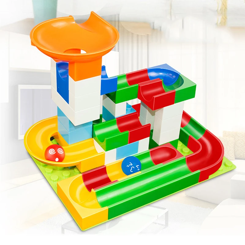 

52 pcs Diy Building Blocks Compatible with Legoe Duplo block toys for children Marble Race Run Track Best Gift For Kids Boys