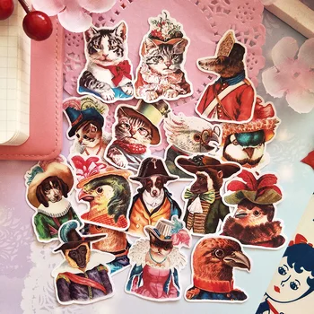 

DIY Scrapbook Sticker Retro Animal Amusement Park Dress Up Hand Account Material Album Happy Planner Crafts Decoration Sticker