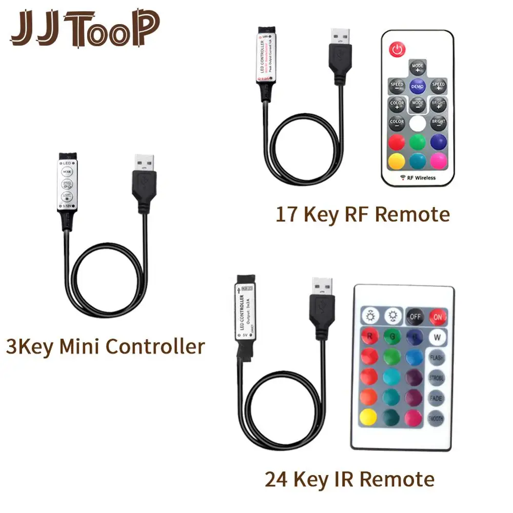 

RF Wireless Controller 3KEY 17KEY IR 24KEY Remote Controller for DC 5V USB LED RGB Strip