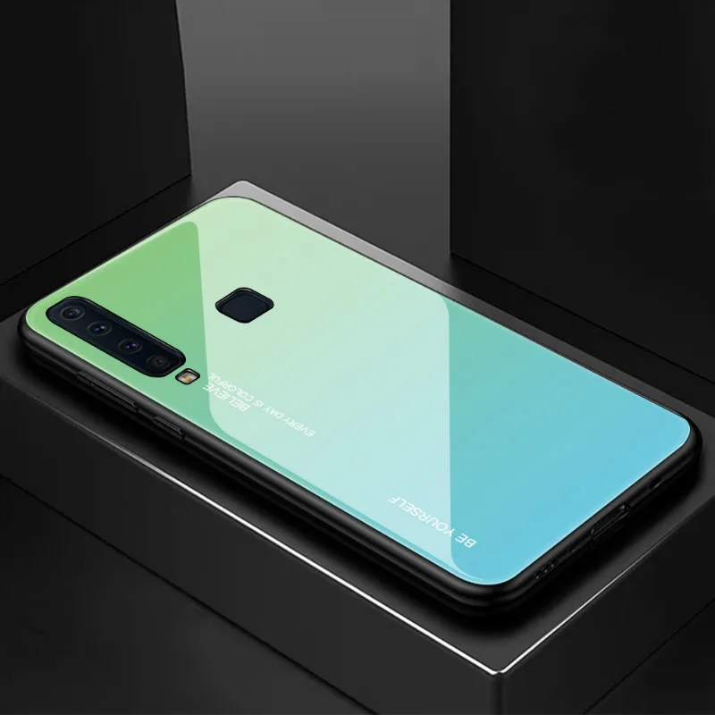 Чехлы с закаленным стеклом для samsung Galaxy A70 чехол A50 A30 A20E A20 A10 M30 M20 M10 A750 на спине градиент Цвет бампер для A9Pro