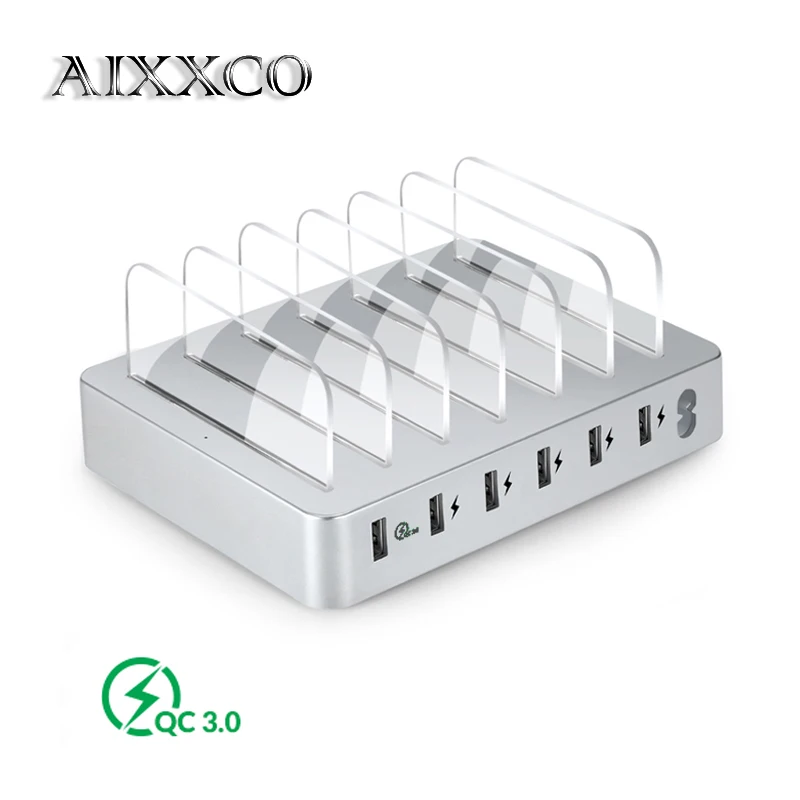 AIXXCO Quick Зарядное устройство 3,0 6-Порты и разъёмы док-станция для зарядки с USB 45 Вт 9A usb Зарядное устройство концентратор Быстрая зарядка через USB док-станция для смартфонов и планшетов