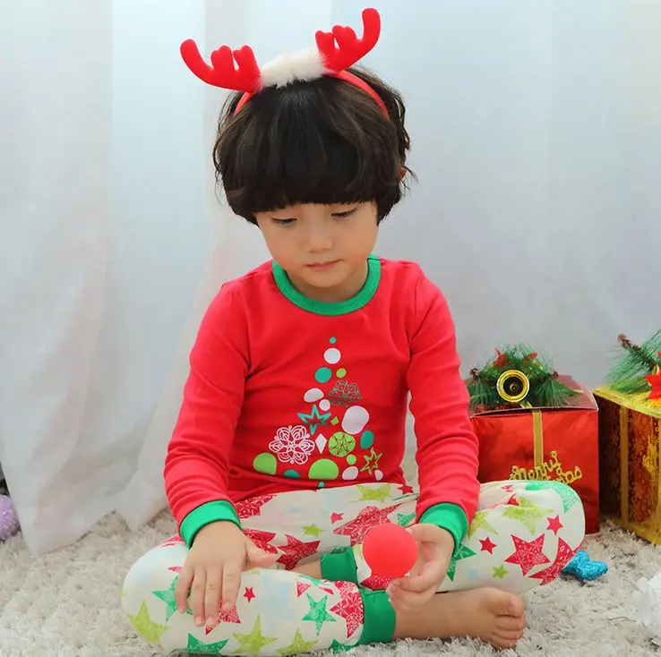 Детская одежда; комплект детской одежды; пижамные комплекты для мальчиков; Рождественская одежда; одежда для сна с принтом; Пижама для девочек; детская пижама