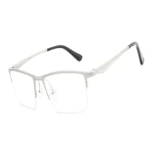 MONGOTEN, мужская деловая мода, половинная оправа, алюминиево-магниевая линза для рецептов, оправа для очков, серебряная, Анти-усталость, очки для чтения