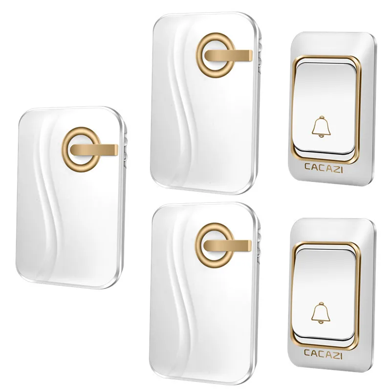 

CACAZI Wireless Doorbell 36 Chimes Waterproof with 2 transmitters and 3 receivers DC Door Bell 200m Range for home