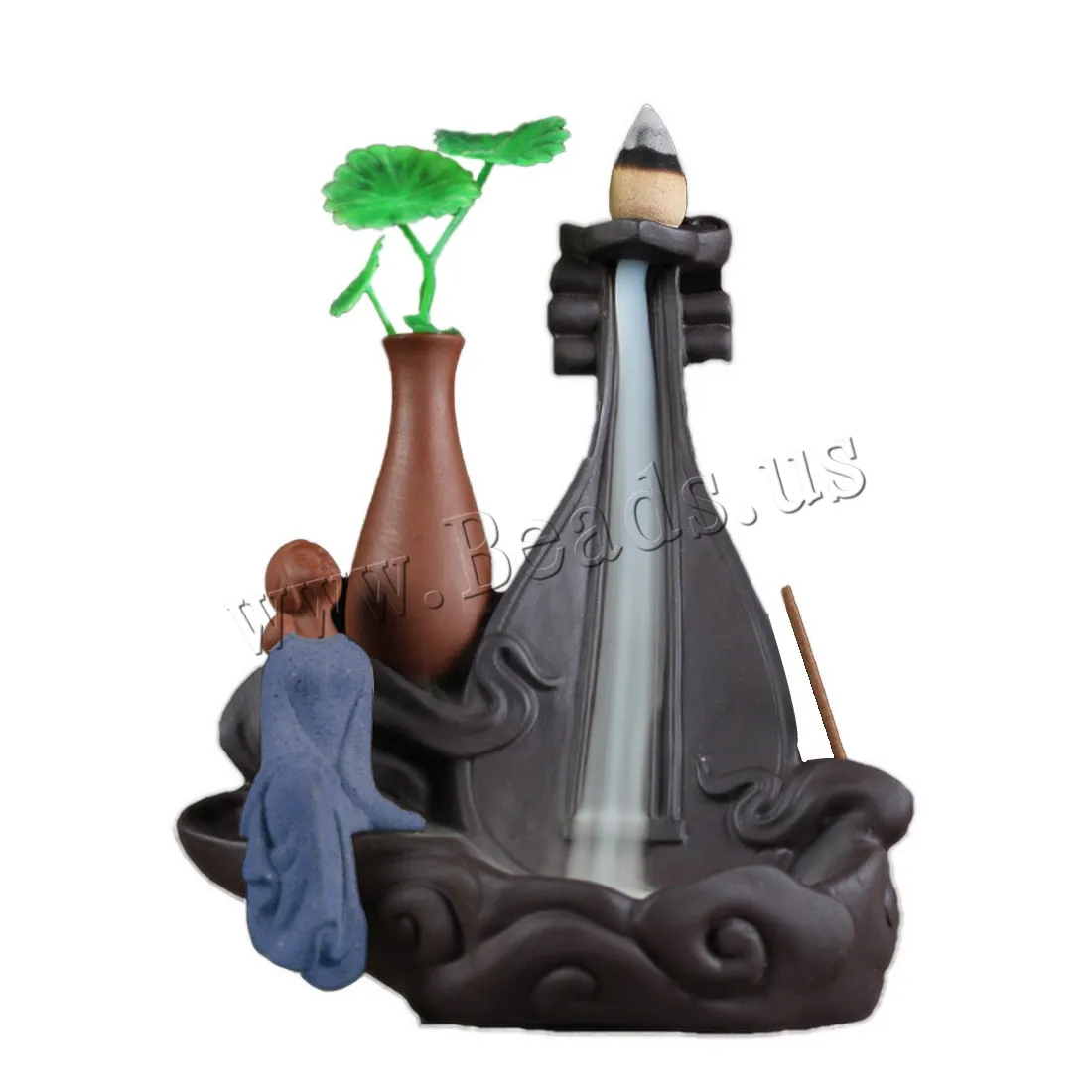 Creative Ceramic Meditation Girl Backflow Incense Burner Smoke Waterfall Censer Aromatherapy Furnace Holder Fashion Home Decor