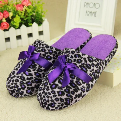 

Loepard Print Womens Slippers Cotton Warm Slippers Indoor Non-slip Soft Bottom Warm Plush Slipper