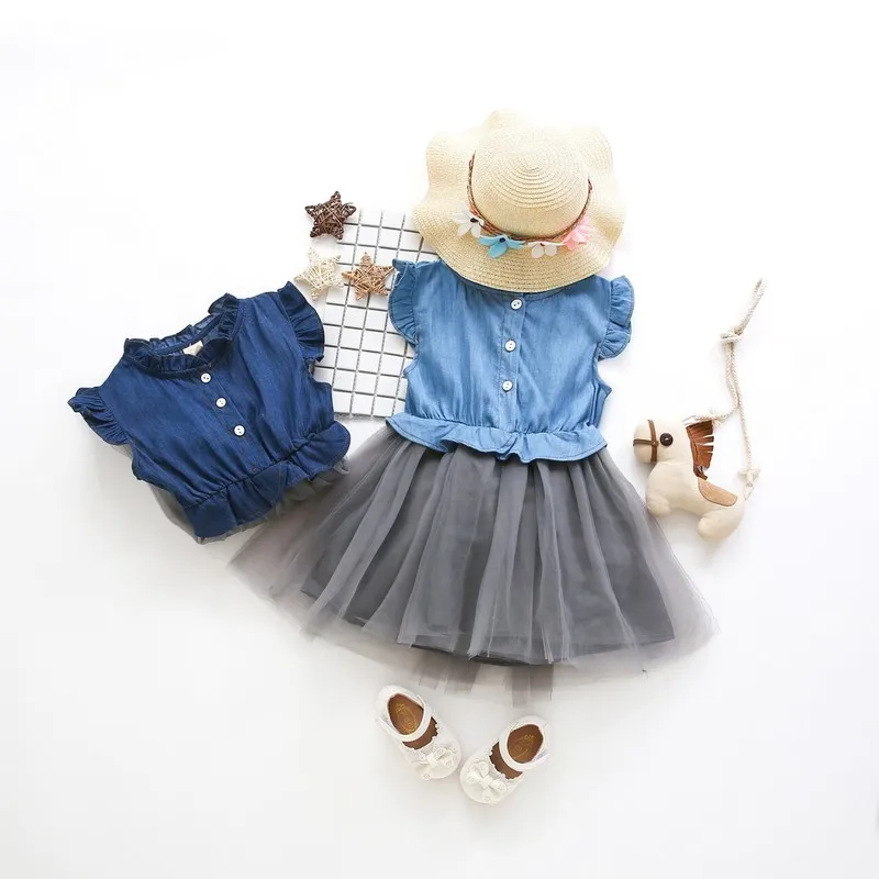 Casual Little Girls Dresses 2018 Fashion Long Sleeve Kids Clothes Autumn Denim Tule Princess Children Dress For Girls 2-8 Years (24)