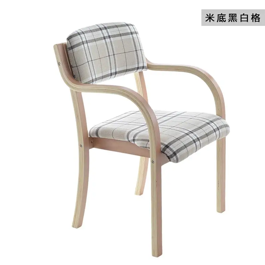 Твердый обеденный стул из дерева, стул на заднюю панель, домашний ресторан, современный минималистичный стул с подлокотниками, изогнутый деревянный компьютерный стул, кофейный стул - Цвет: Style 3