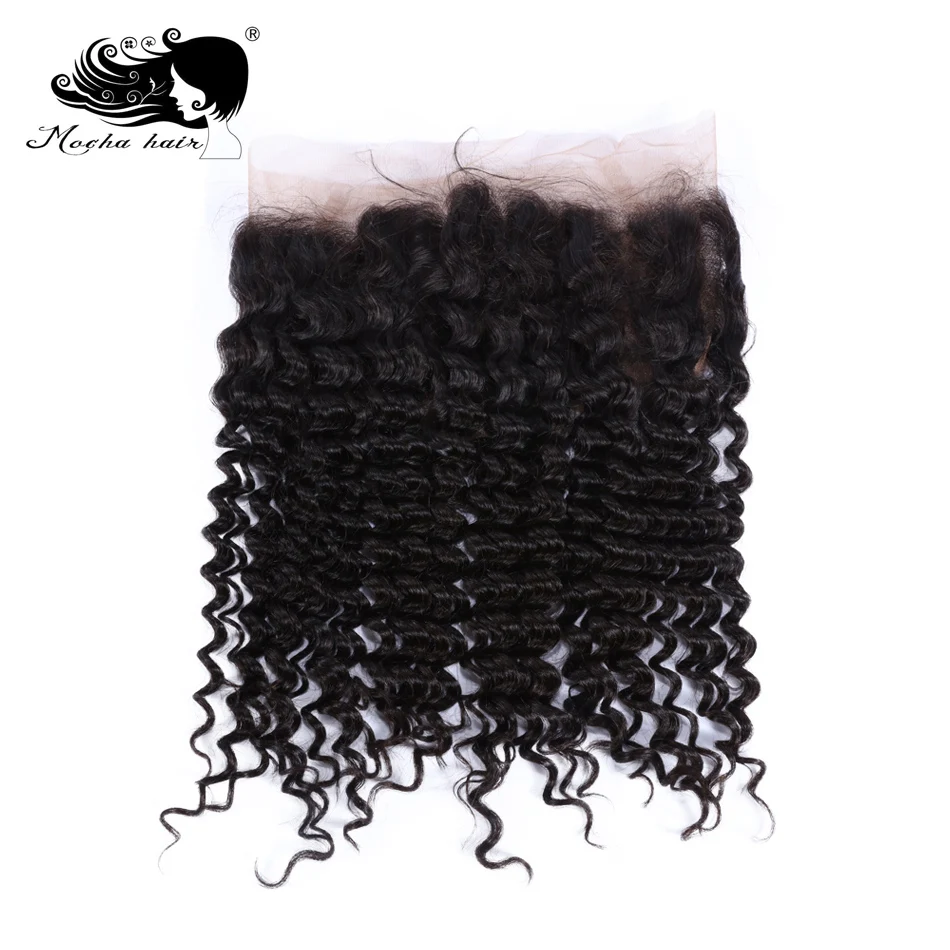 Mocha Hair 100% Brazilian Human Remy Hair 360 Lace Frontal Deep Wave Natural Hairline With Baby Hair