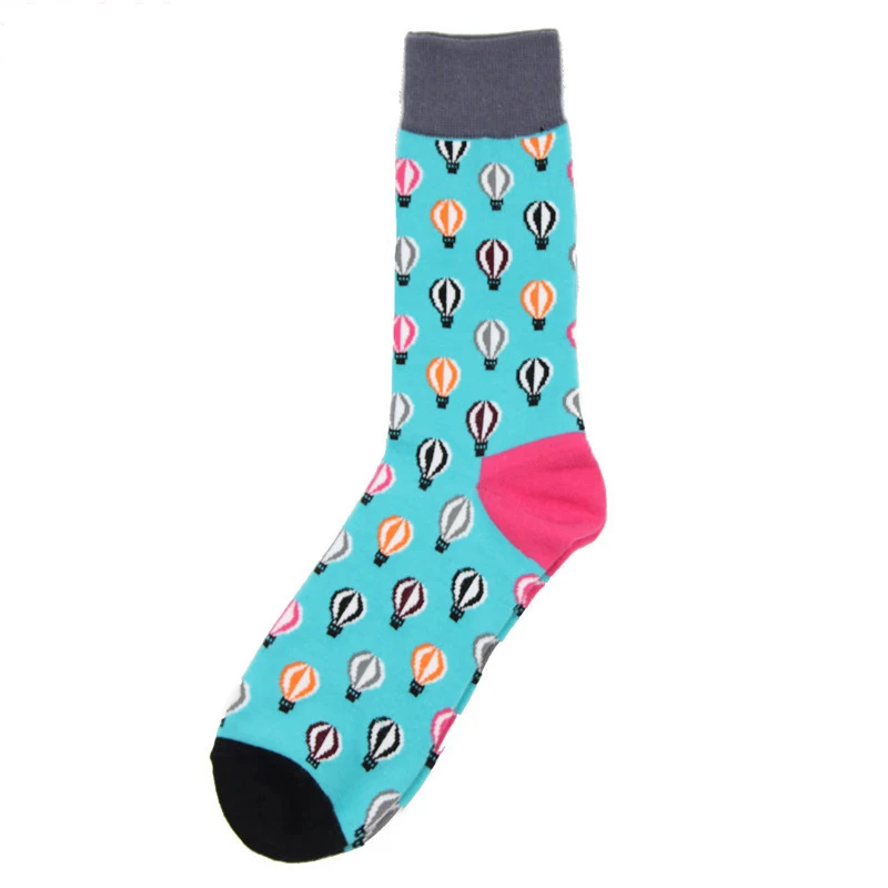 Классические Носки Happy, брендовые, хит, цветные, европейские, американские, персональные, для женщин и мужчин, забавные носки, жаккардовые, короткие, хлопковые, мужские носки - Цвет: Hot air balloon sock