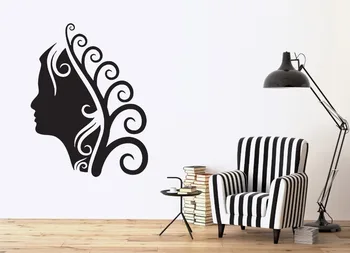 

Wall Sticker Vinyl Decal Spa Salon Hairstyle Makeup Curls Beautiful Lady