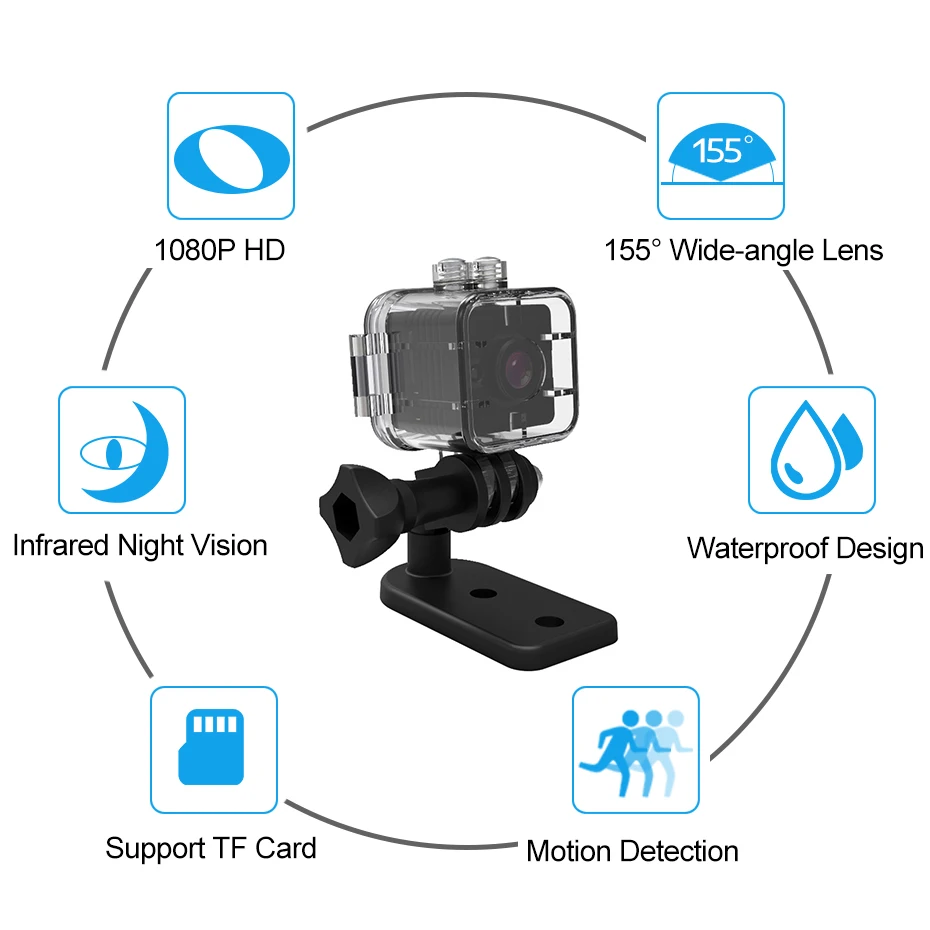 Мини камера SQ12 регистратор движения сенсор ночного видения водонепроницаемый корпус Micro Cam Full HD 1080 P AVI видео-камера регистратор Cam
