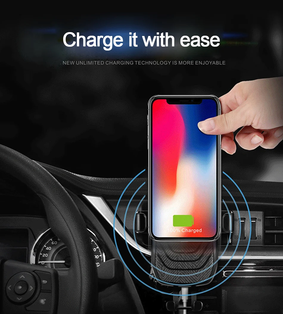 !ACCEZZ 2 in 1 Fast Wireless Charging 10W For iPhone X 7 8 Plus Samsung S7 S8 S9 Sony Z3V ZAV Air Vent Mount Phone Stand Holder (3)