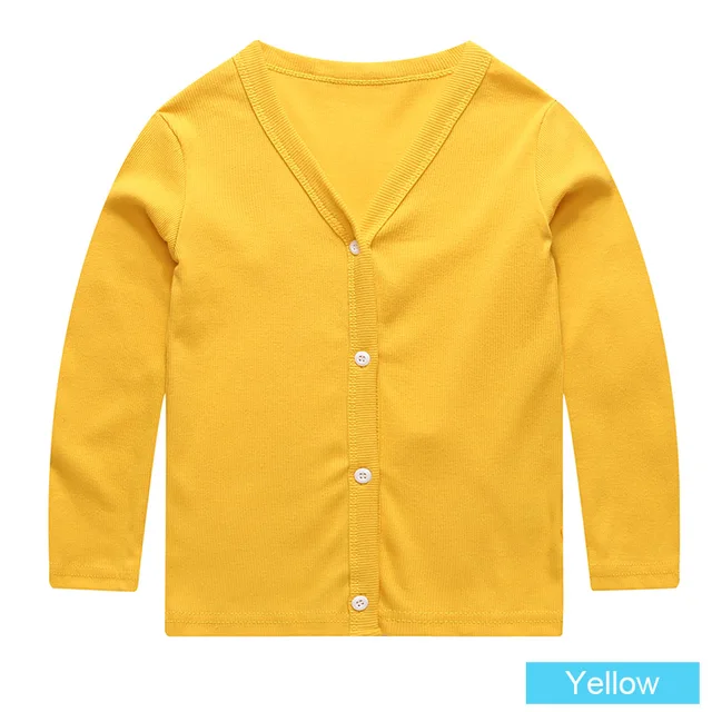 SheeCute Spring Autumn Baby Children Clothing Boys Girls Candy Color Knitted Cardigan Sweater SCH0286 Yellow
