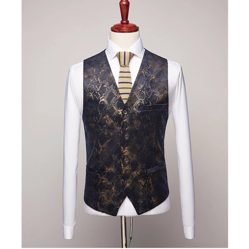 4XL брендовый мужской костюм комплект из 3 предметов высокого качества осенний мужской пиджак с брюками и жилетом Свадебная вечеринка