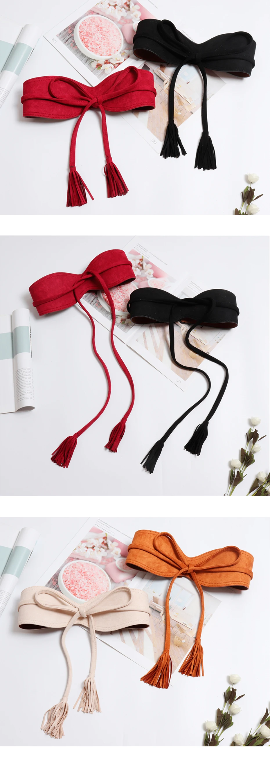 Модные дизайнерские замшевые ремни для Для женщин с завязкой бантом широкий Для женщин Ремни высокое качество из искусственной кожи