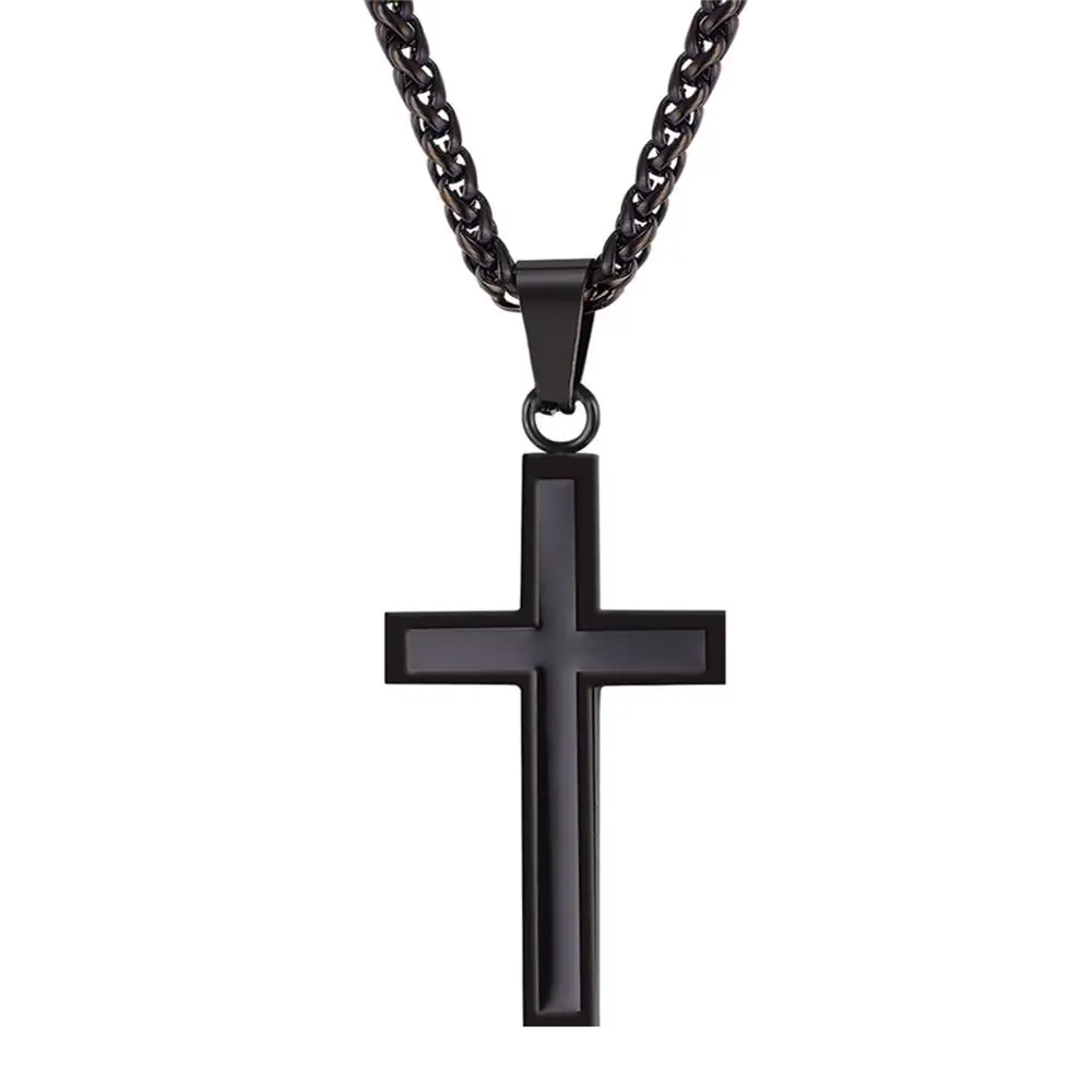 Ожерелье с крестом звездного лорда и кулон христианские ювелирные изделия оптом 316L Нержавеющая сталь Золото персонализированный крест ожерелье мужское GP952 - Окраска металла: Black