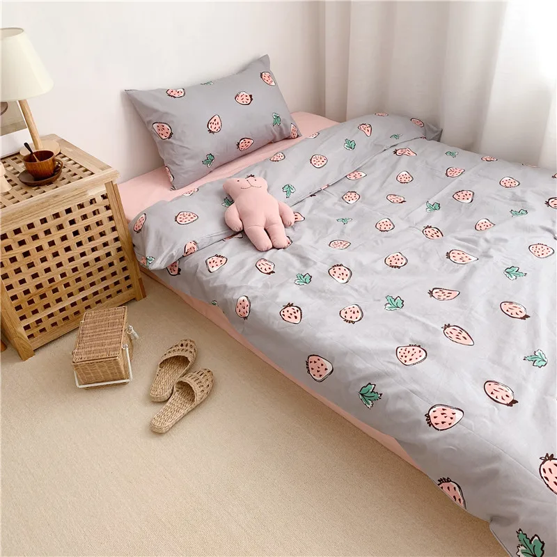 Multi color bedding Queen Twin size Duvet Cover 100%Cotton Bedding Set for Kids Youth Ultra soft bedsheets linen fitted sheet