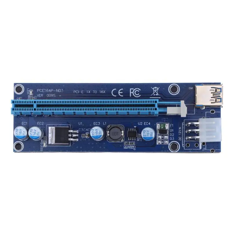 Power Enhanced PCIe Riser PCI-E 1x to 16x Adapter Graphic Card Extender Riser Card for BTC Litecoin Mining 60cm USB 3.0 Cable