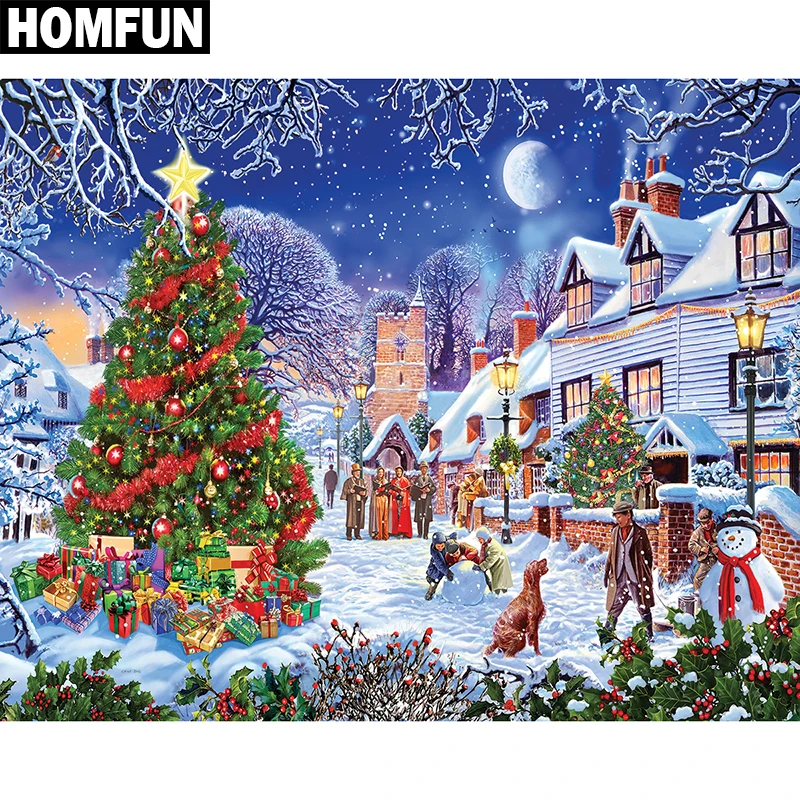 HOMFUN Full Square/Round Drill 5D DIY Diamond Painting &quotChristmas&quot Embroidery Cross Stitch Home Decor Gift A00779 | Дом и сад