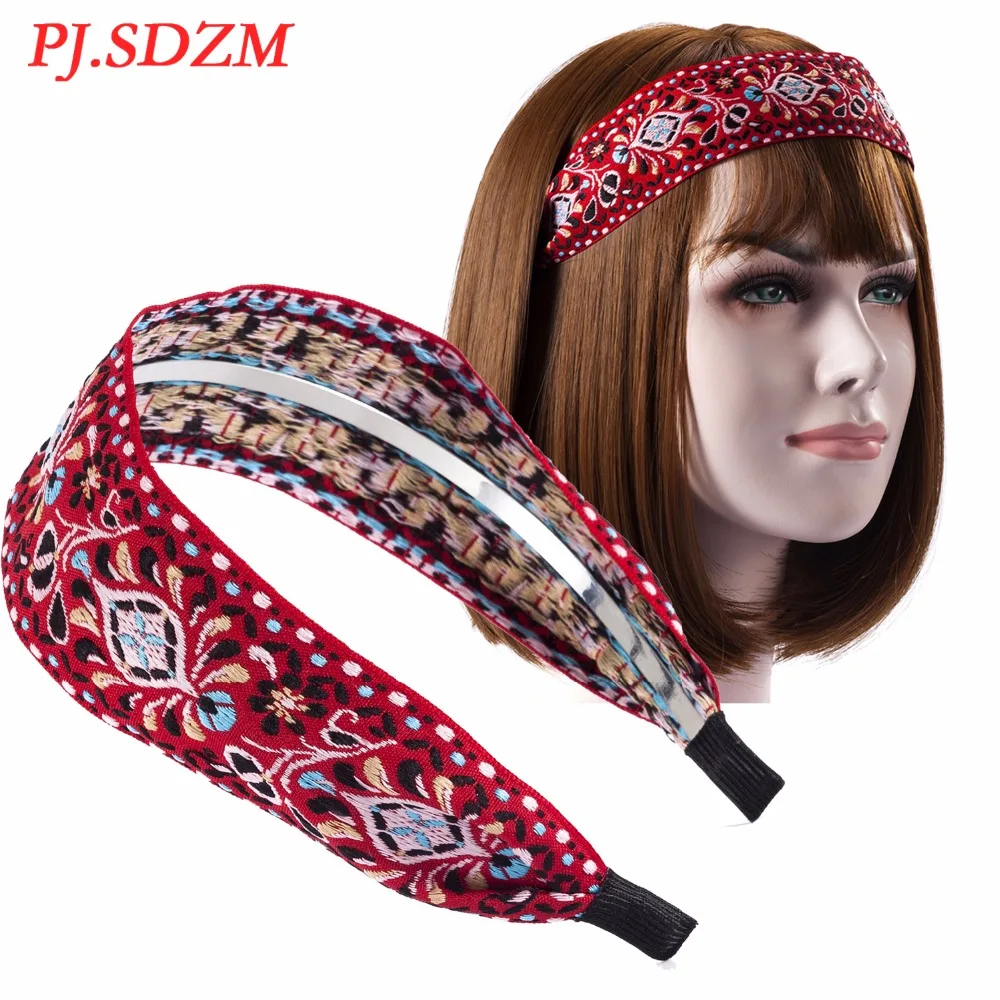 PJ.SDZM Embroidery Fabric Ethnic Style Headwair Unique Design Retro