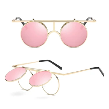 

Cool Cute Sunglasses Fashion Flip Round Polarized Men Women Lens Color Gradient Metal Glasses UV400 Natuwe&Co