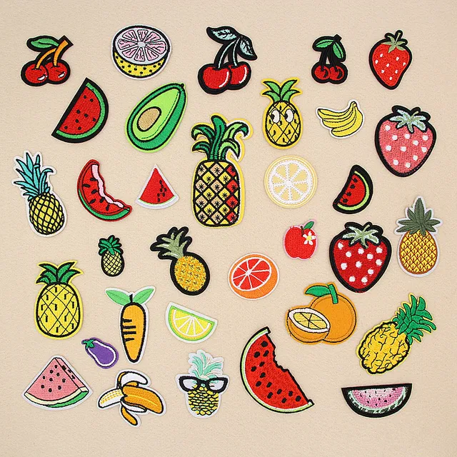 Cute Fruit Embroidery Patches - Cherry, Watermelon, Strawberry & More | Iron-On Appliques