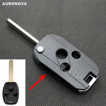 

AURONOVA New Flip Folding Key Shell for Honda Accord Fit 3 Buttons Modified Remote Car Key Case