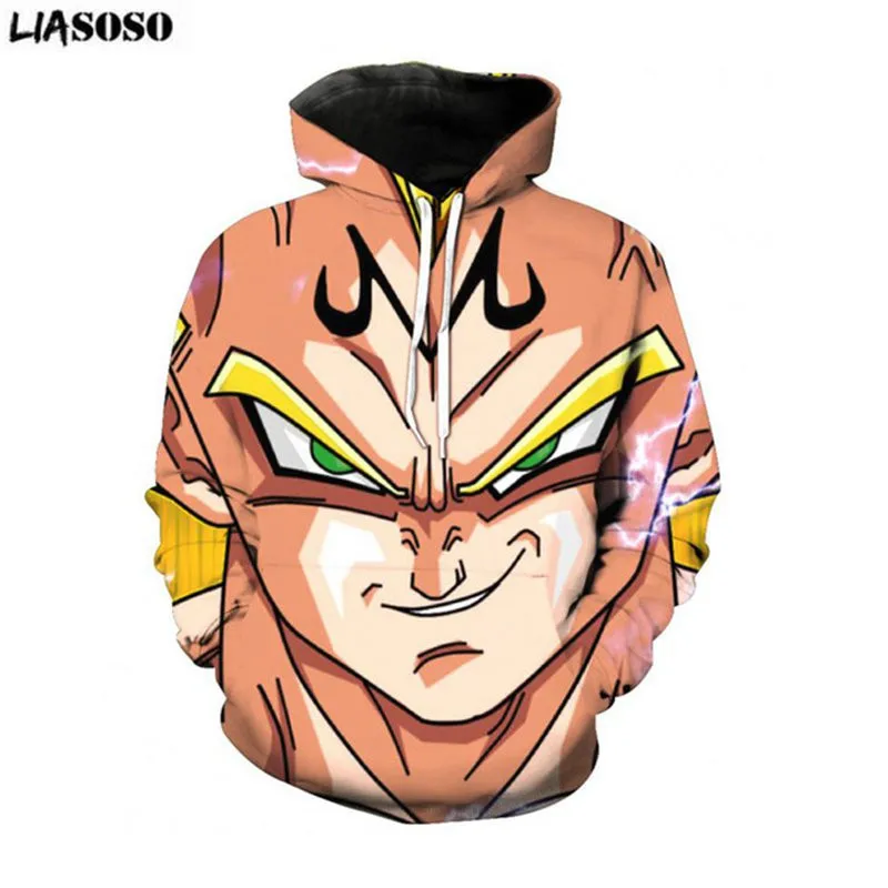 Liasoso мультфильм аниме Dragon Ball Z Супер Saiyan толстовки с капюшоном Прохладный Гоку Толстовки Для женщин Для мужчин верхняя одежда с длинными