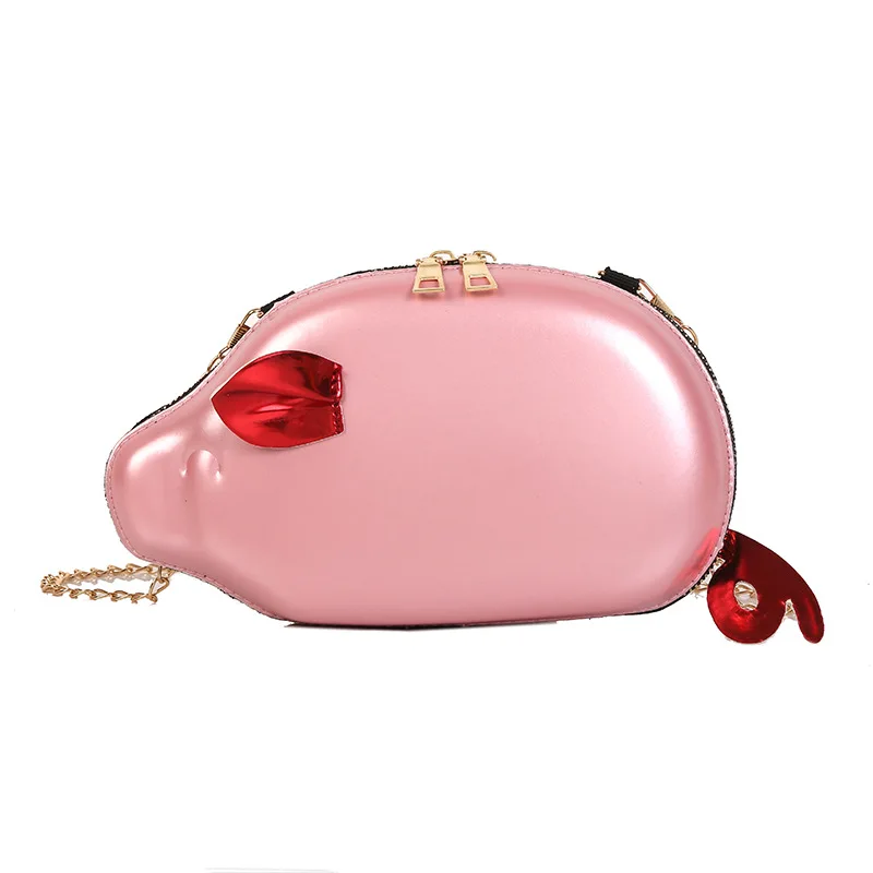 Creative Chain Shoulder Messenger Bag Funny Cute Pig Crossbody Bag Women Leather Party Bag Chain Bag