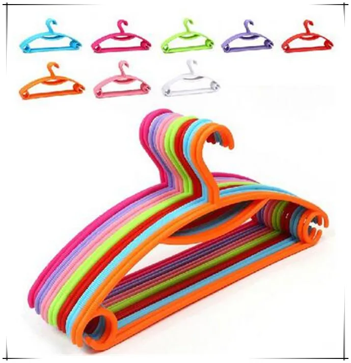 New Colorful Rainbow Multi functional Plastic Hangers Solid Adult Clothes Tree Coat Hanger Non