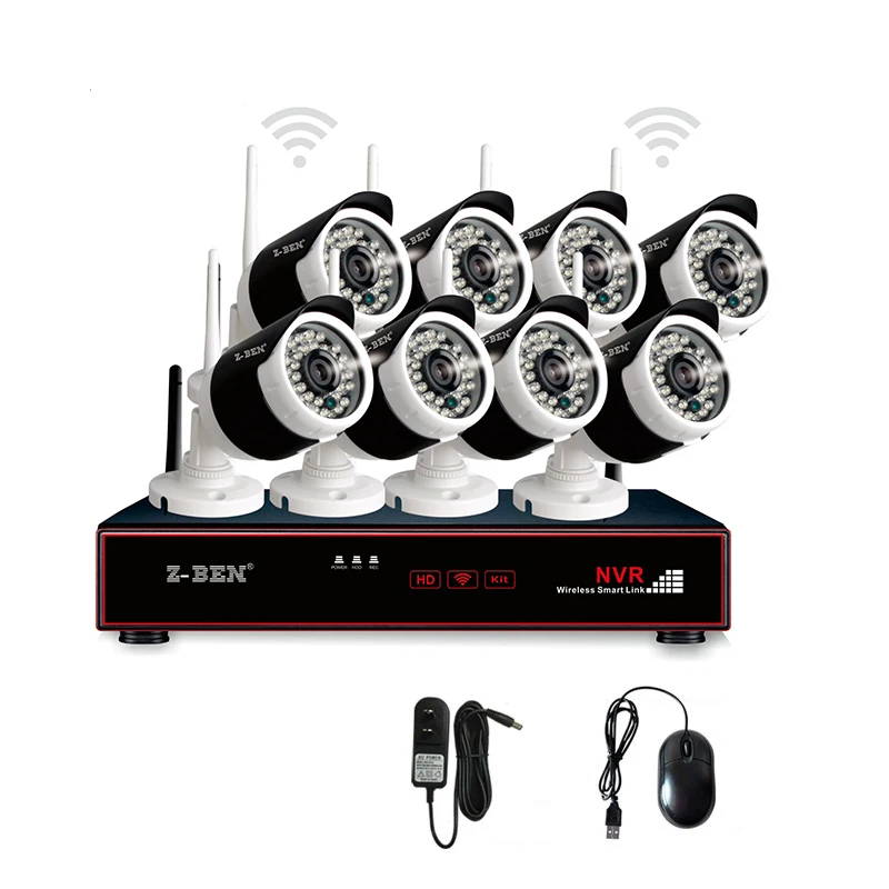ZB WK208 1.3MP 2 4G 8CH набор для беспроводного видеонаблюдения 720 P Водонепроницаемый WiFi IP