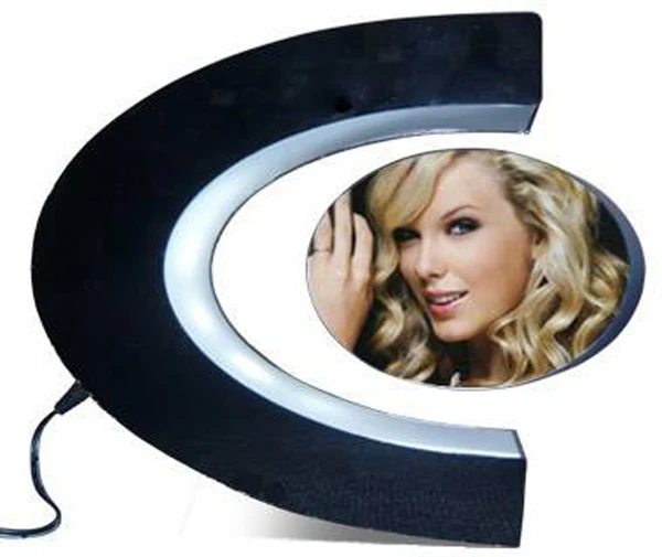 

C Shape Electronic Magnetic Levitation Floating Photo Frame with LED Lights Novelty Gift Home Decoration Pictures Frames 2016