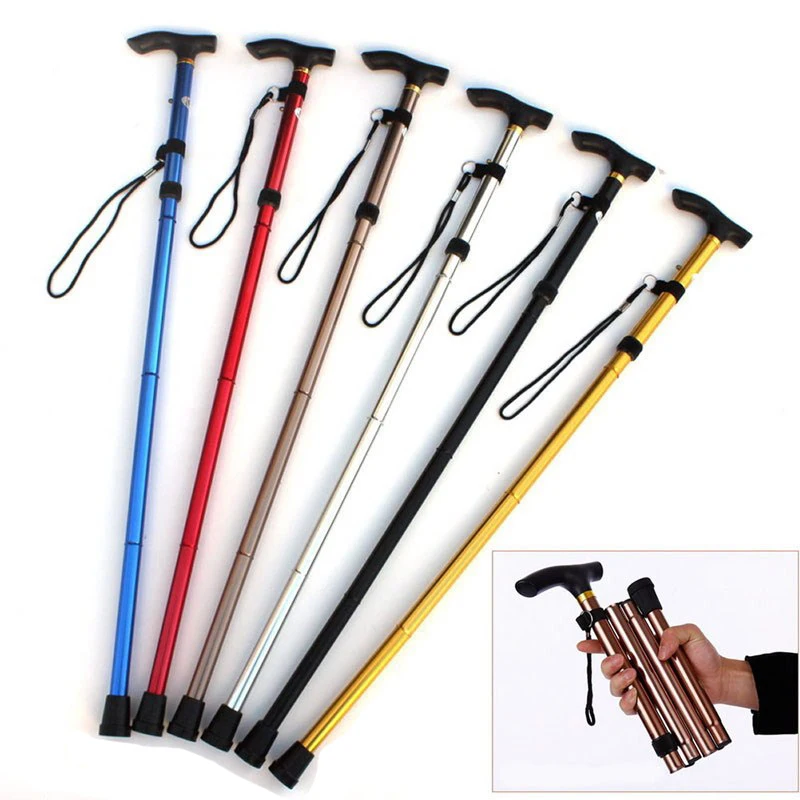 

2Pcs/lot Folding Walking Stick Hiking Trekking Trail Ultralight Hiking Stick Trekking Poles Walking Cane 1Pair