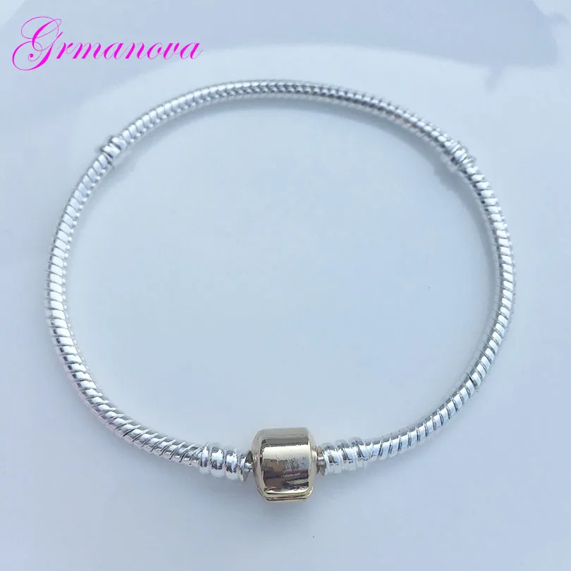 

Authentic Silver Plated Snake Chain DIY Charm Bracelet & Bangle DIY Fine Bracelet Jewelry for Women Gift