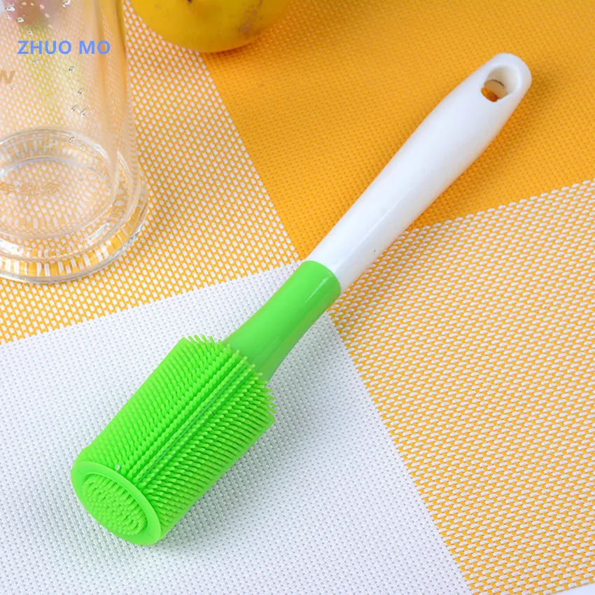 2PCS Silicone Brush Long handled Cup mug Cleaning Brush bottle Baby