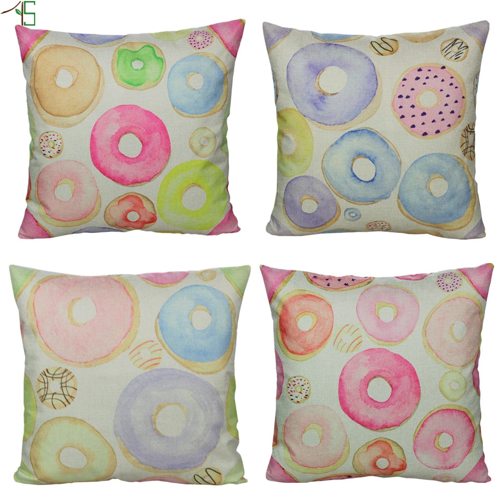 Donuts Cushion Cover Super Sweet Donuts Throw Pillows Case Polyester