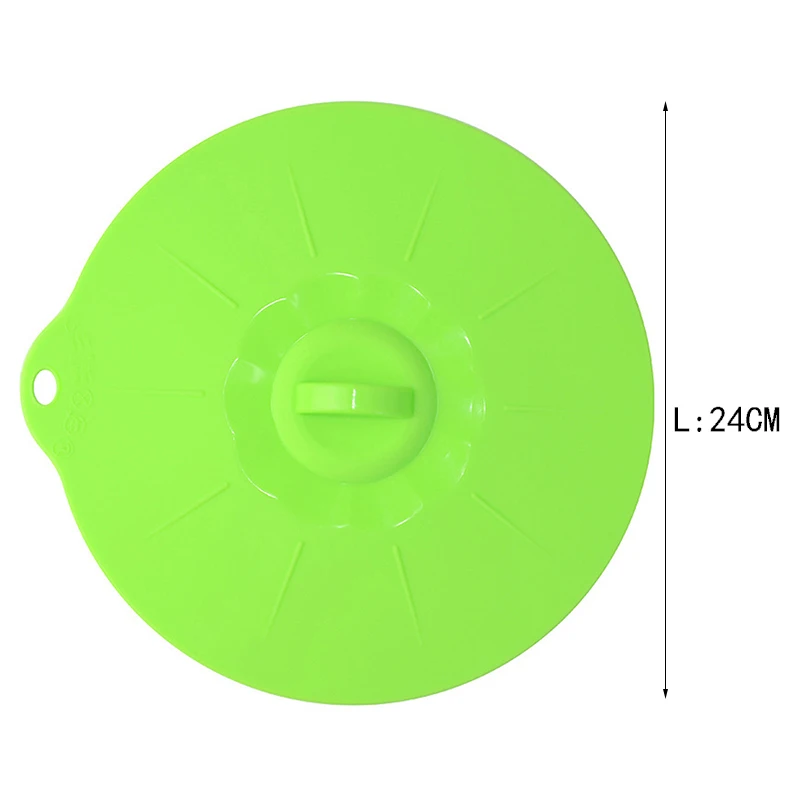 Силиконовая чаша для микроволновой печи, крышка для разлива, кастрюля, сковорода, пищевая упаковка, уплотнительная крышка, инструменты для приготовления пищи, кухонные гаджеты - Цвет: Green L 24cm