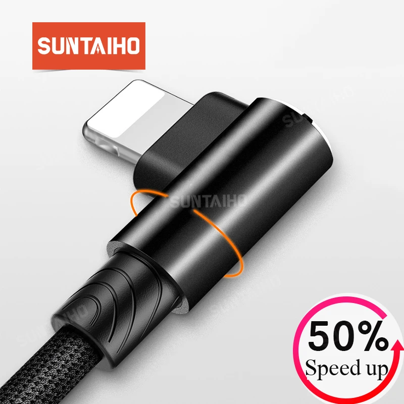 Suntaiho для iphone XS MAX USB кабель зарядное устройство для освещения кабель 90 градусов локоть USB зарядное устройство кабель синхронизации для iphone 6s X 7 8plus