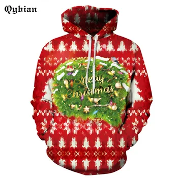 

Qybian men Top quality Merry Christmas Print hoodies casual winter is coming sweatshirt with hat for Christmas gift