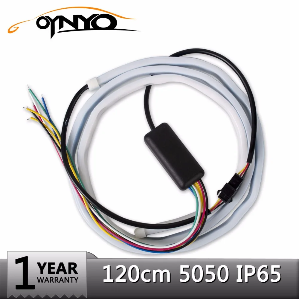 oynyo 120cm Car Styling Led Additional Brake Lights Strip Lighting Rear Trunk Tail Lamp RGB Dynamic Streamer Turn Signal | Автомобили и