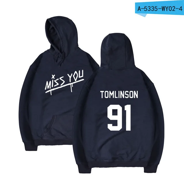 Louis Tomlinson Miss You Smiley Face Felpa con cappuccio Unisex Hipster Casual Basic Pullover in pile con cappuccio Cappotti Sudader