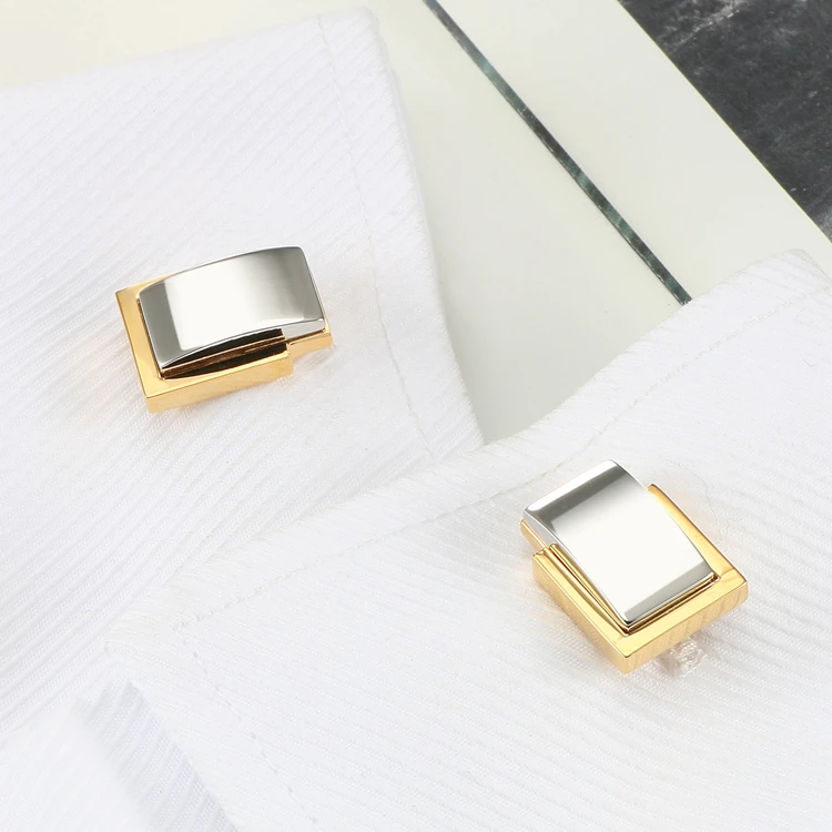 Gold Square Business Cufflinks Detail (2)